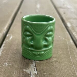Vintage 2003 Accoutrements Bright Green Tiki Mug Shot Glass